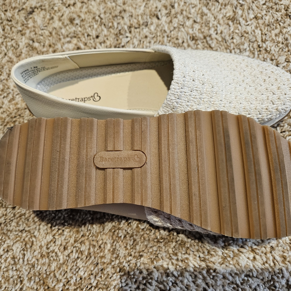 BareTraps Cream and Brown Flats with Chunky Platform Sole